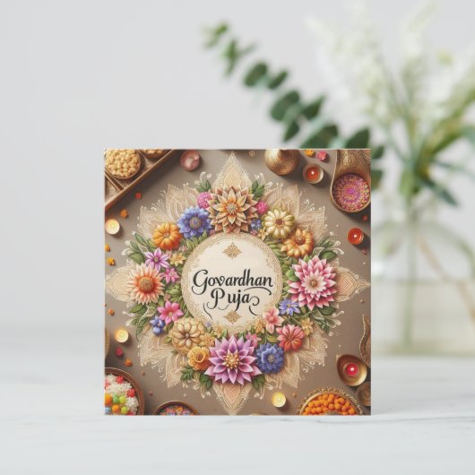 Happy Govardhan Puja Kaart (Staand voorkant)