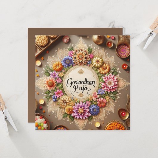 Happy Govardhan Puja Kaart (Voorkant / Achterkant in situ)