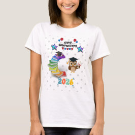 Happy Graduation 2026 - Cute Owl & Books T-shirt