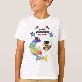 Happy Graduation 2026 - Cute Owl & Books T-shirt