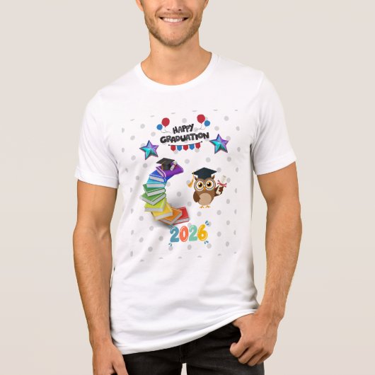 Happy Graduation 2026 - Cute Owl & Books  Tri-Blend Shirt (Voorkant)