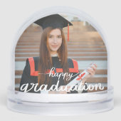 Happy Graduation Modern Script Personalized Photo Sneeuwbol (Voorkant)