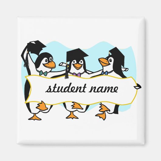 Happy Graduing danserende pinguïns met banner Magneet (Voorkant)
