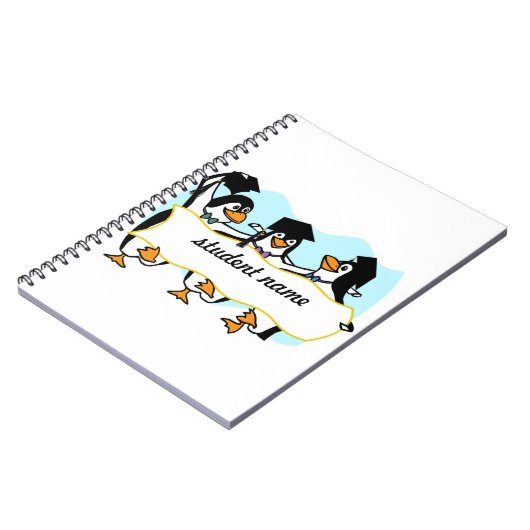 Happy Graduing danserende pinguïns met banner Notitieboek (Linkerzijde)