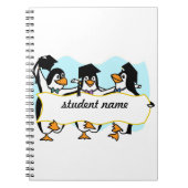 Happy Graduing danserende pinguïns met banner Notitieboek (Voorkant)