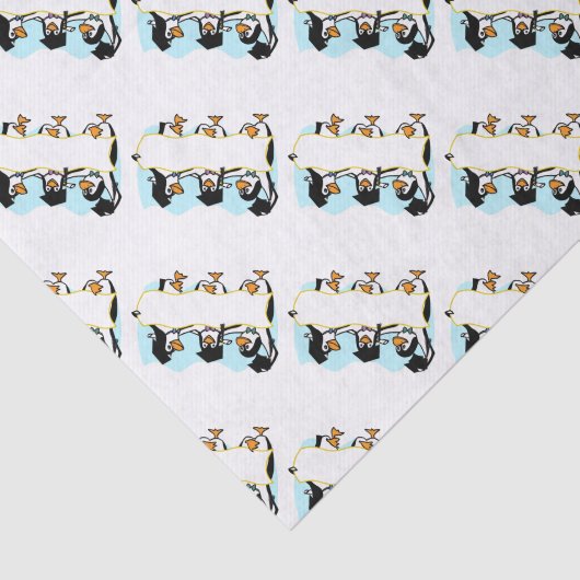 Happy Graduing danserende pinguïns met banner Tissuepapier (Detail)