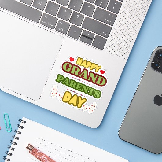 HAPPY GRAND PARENTS DAY STICKER (Laptop met iPhone)
