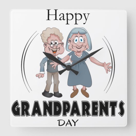 Happy Grandouders Day Clock Vierkante Klok (Voorkant)