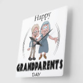 Happy Grandouders Day Clock Vierkante Klok (Hoek)