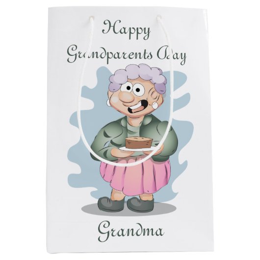 Happy Grandouders Day Grandma Medium Cadeauzakje (Voorkant)