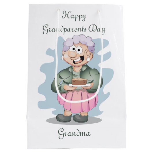 Happy Grandouders Day Grandma Medium Cadeauzakje (Achterkant)