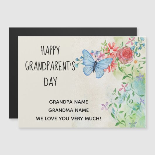 Happy Grandparent's Day, Floral Magnetic Greeting (Voorkant / Achterkant)