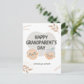 Happy Grandparent's Day Schattigee Cartoon Briefkaart (Staand voorkant)