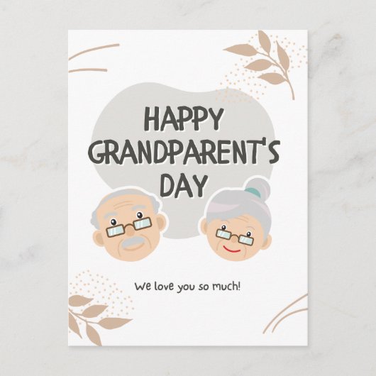 Happy Grandparent's Day Schattigee Cartoon Briefkaart (Voorkant)