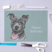 Happy Gray Pit Bull Dog Birthday Tissuepapier (Craft)