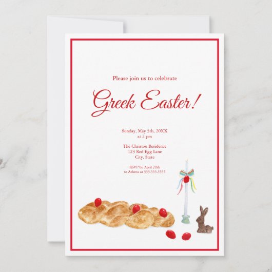 Happy Greek Easter Waterverf Food Kaart (Voorkant)