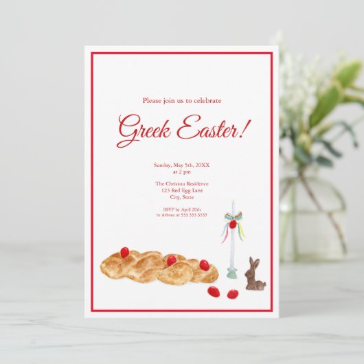 Happy Greek Easter Waterverf Food Kaart (Staand voorkant)