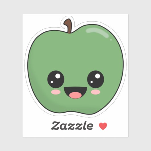 Happy Green Apple Sticker (Vel)