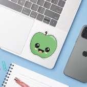 Happy Green Apple Sticker (Laptop met iPhone)