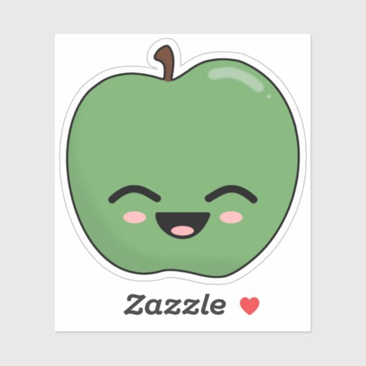 Happy Green Apple Sticker (Vel)