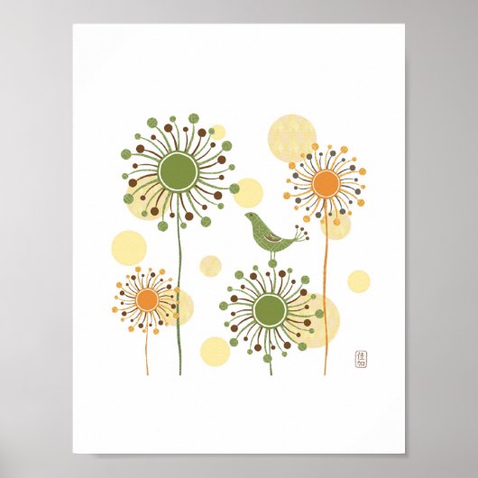 Happy Green Bird Print 7x7 (Voorkant)