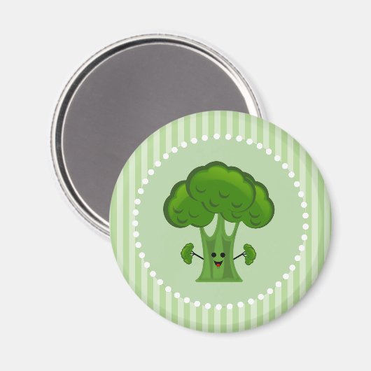 Happy Green Broccoli Magneet (Voorkant / Achterkant)