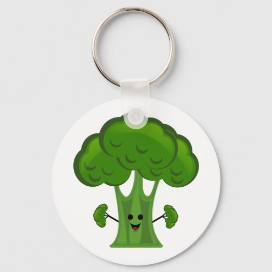Happy Green Broccoli Sleutelhanger (Voorkant)