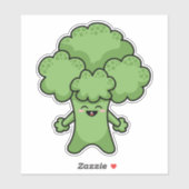 Happy Green Broccoli Sticker (Vel)