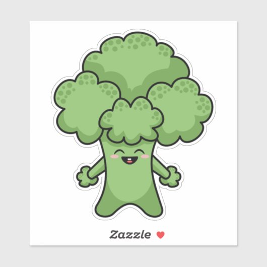 Happy Green Broccoli Sticker (Vel)