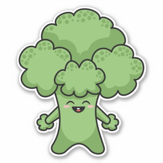 Happy Green Broccoli Sticker (Voorkant)