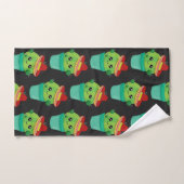 Happy Green Cactus in een Red Sombrero Pattern Bad Handdoek (Handdoek)
