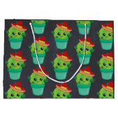 Happy Green Cactus in een Red Sombrero Pattern Groot Cadeauzakje (Achterkant)