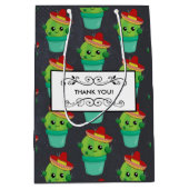 Happy Green Cactus in een Red Sombrero Pattern Medium Cadeauzakje (Voorkant)