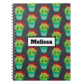 Happy Green Cactus in een Red Sombrero Pattern Notitieboek (Voorkant)