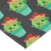 Happy Green Cactus in een Red Sombrero Pattern Tafelkleed (Gekanteld)