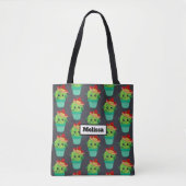 Happy Green Cactus in een Red Sombrero Pattern Tote Bag (Voorkant)