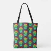 Happy Green Cactus in een Red Sombrero Pattern Tote Bag (Achterkant)