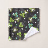 Happy Green Clover laat Art Pattern II Bad Handdoek (Wasdoekje)