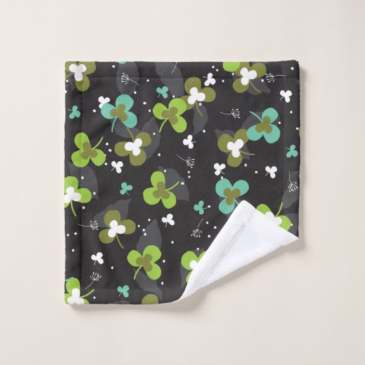 Happy Green Clover laat Art Pattern II Bad Handdoek (Wasdoekje)