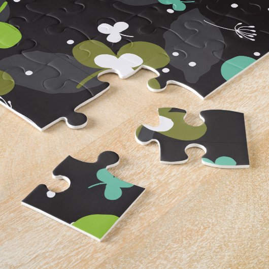 Happy Green Clover laat Art Pattern II Legpuzzel (Zijkant)