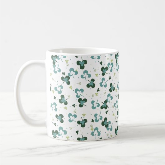 Happy Green Clover laat kunstpatroon III achter Koffiemok (Links)