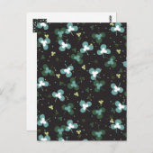 Happy Green Clover laat kunstpatroon IV achter Briefkaart (Voorkant / Achterkant)