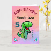 Happy Green Dinosaur Birthday personaliseren  Kaart (Gele Bloem)