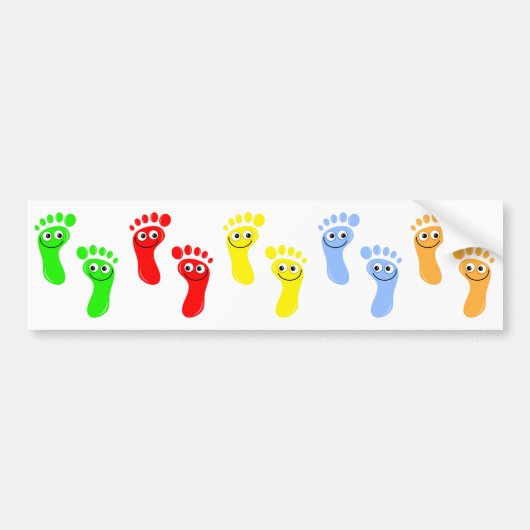 Happy Green Feet, Happy Red Feet, Happy Yellow ... Bumpersticker (Voorkant)