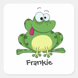 Happy Green Frog Vierkante Sticker