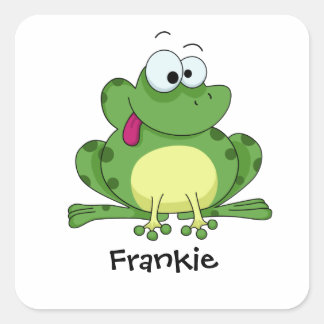 Happy Green Frog Vierkante Sticker