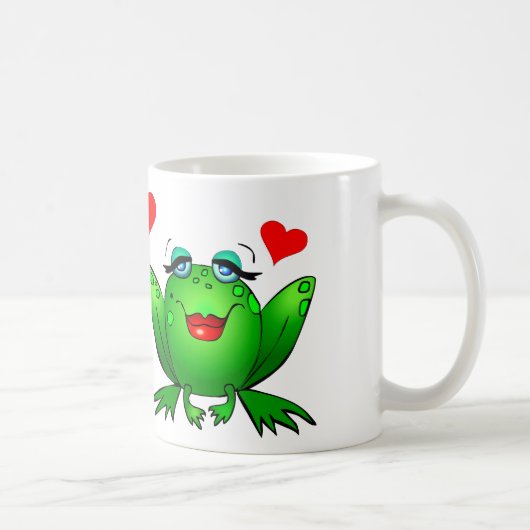 Happy Green Frogs Cute Cartoon Animals Koffiemok (Rechts)