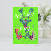 Happy Green Guy RSVP-uitnodigingen Kaart (Staand voorkant)