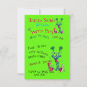 Happy Green Guy RSVP-uitnodigingen Kaart (Achterkant)