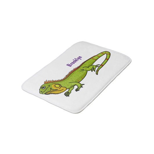 Happy green iguana cartoon illustratie badmat (Gekanteld)